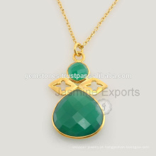 Pingente de pingente de prata esterlina verde Onyx feito à mão para o Natal